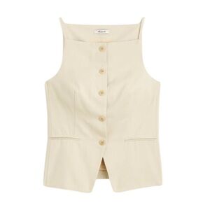Madewell Square-Neck Vest in Muted Stone Drapey Twill